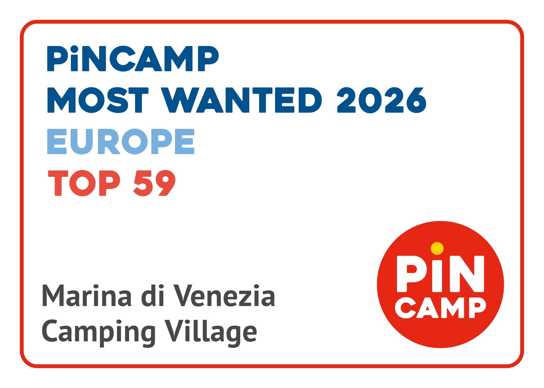 PiNCAMP Most Wanted 2026 – Europe Top 59 – Marina di Venezia Camping Village